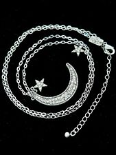 Vintage Crescent Moon & Stars Necklace Peace & Love Jewelry Nancy Davis
