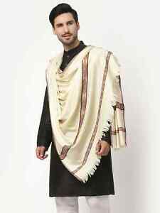 Châle mélangé laine pashmina cachemire foulard enveloppant étole soie hommes blanc chaud