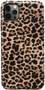 For iPhone 12 / 12 Pro (6.1") Hard Rubber Case Cover Brown Black Leopard Cheetah - Picture 1 of 7
