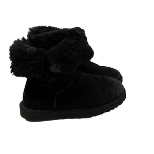 UGG Australia Stiefel Damen 10 schwarz Bailey Button kurze Stiefeletten Leder Booties - Bild 1 von 10