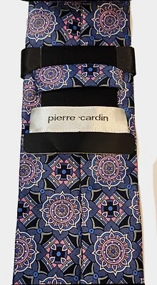 NWT Pierre Cardin Ornate Paisley Blue/Pink Men’s Tie (61"x3") 100% Polyester - Image 1 of 4