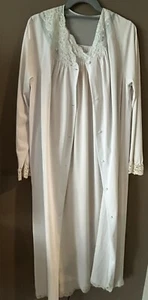 Vintage Shadowline Nylon volle Länge Nachthemd Morgenmantel Set USA Größe Large - Bild 1 von 16