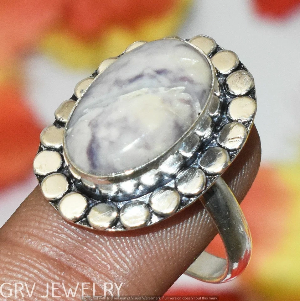 Porcelain Jasper Gemstone Ring 925 Sterling Silver Overlay Us Size 8" U300-F187 - Image 1 of 1