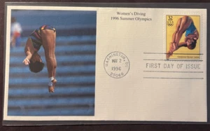 #3068d 1996 Summer Olympics: Women's Diving FDC on a Mystic Cachet - Picture 1 of 1