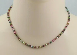 Turmalin Kette Turmaline Rondelle multicolour mit weißen Perlen 43 cm lang - Picture 1 of 2