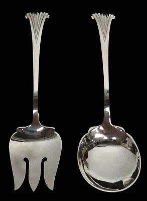 САЛАТНЫЙ НАБОР TUTTLE ИЗ СТЕРЛИНГОВОГО СЕРЕБРА ONSLOW (ЭПОХА ГАРРИ ТРУМЭНА) 2 ШТУКИ 8 1/2 ДЮЙМА - Изображение 1 из 3