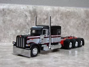 DCP 1/64 Black Red Silver Tri-Axle 389 Peterbilt Semi Truck Farm Toy - Picture 1 of 3