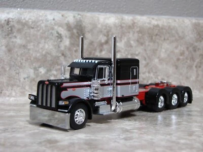 DCP 1/64 Black Red Silver Tri-Axle 389 Peterbilt Semi Truck Farm Toy - Image 1 of 3