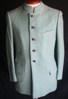 Vintage GILBERT FERUCH Bespoke Aqua Nehru Suit 1960s - Image 1 of 4