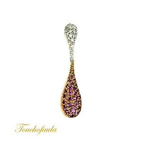 18K TWO TONE GOLD BEAUTIFUL DIAMOND AND PINK SAPPHIRES PENDANT 3.2 GRAMS - Picture 1 of 6