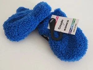 Guanti in pile bambino 0-24 Mos caldi foderati sherpa blu royal unisex bambini nuovi con etichette - Foto 1 di 3