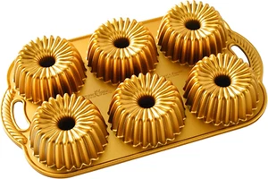 USA Brilliance Cast Aluminium Bundtlette Pan, Gold, 38 X 23 X 4.5 Cm - Picture 1 of 11