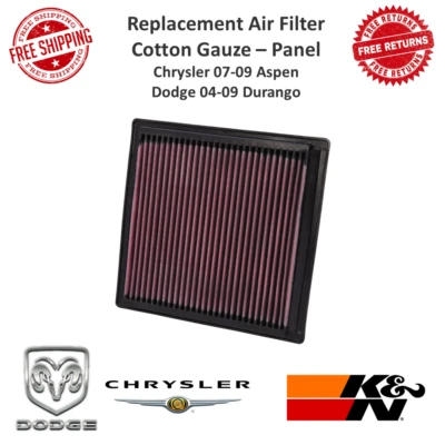 Painel de filtro de ar de alto fluxo de substituição K&N para Dodge Durango / Chrysler Aspen - Imagem 1 de 4