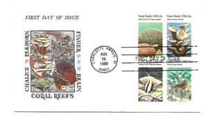 1827-30 Coral Reefs Jack Davis bloque de 4 FDC - Imagen 1 de 1