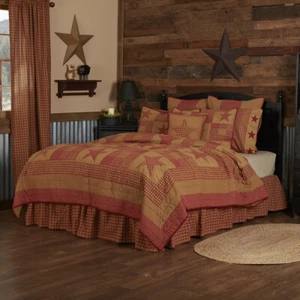 Ninepatch Star Queen Quilts Rustic Cottage Primitive Cottagecore Cotton 90"x 90" - Picture 1 of 3
