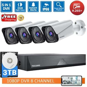 TOGUARD 8CH 2MP CCTV DVR Night Vision Home Wired Security Camera System 3TB HDD - Picture 1 of 10