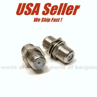 2 Coaxial RG6U CABLE CONNECTOR F-81 Female-Female Extension TV Video Coax Wire - Image 1 of 2