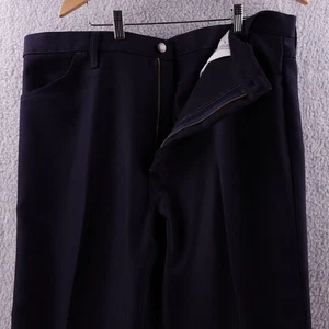 Vintage Wrangler 82NV Men's Dark Wash Wide Leg Polyester Dress Pants 42x30 - Picture 1 of 7