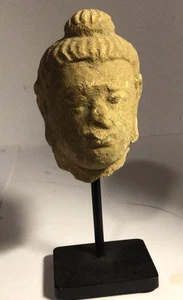 Angkor Wat Cambodian Stone Sculpture Of 3” Diety Head Circa 11 th century - Picture 1 of 7