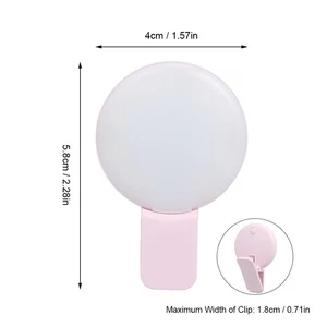 Mini Selfie Anneau Lumière Rechargeable Selfie LED Caméra Lumière avec 3 Niveaux FFLW - Photo 1 sur 8