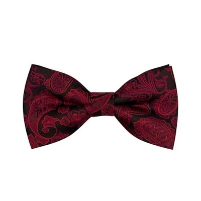 Gravatas borboleta paisley para homens crianças, clássicas ajustáveis pré-amarradas vermelhas médias - Imagem 1 de 4