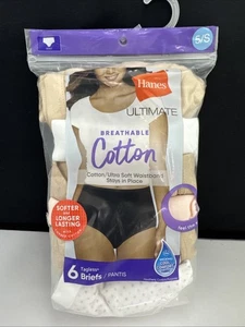 Hanes Ultimate Breathable Cotton Briefs Panties - 6 Pack - Size 5 Small - New - Picture 1 of 6