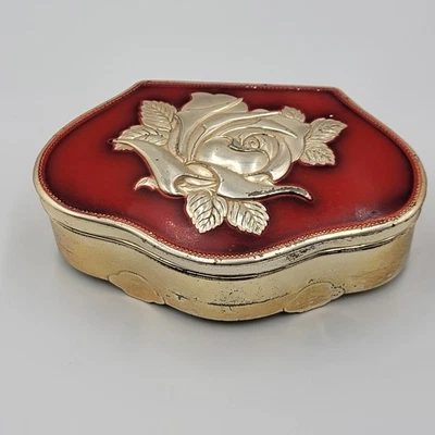 40s/50s Vintage Japan Yamatogumi Rose embossed Hinged trinket box - Image 1 of 4