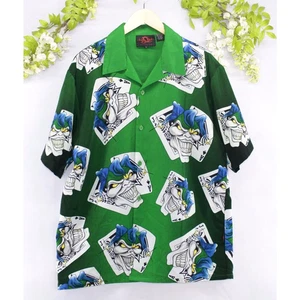 Dragonfly Streetwear Vintage Men's 90's Joker Casino Poker Bowling Button Shirt - Picture 1 of 7