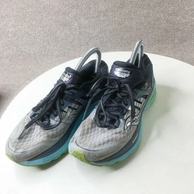 Saucony Triumph ISO Mujer 7 Gris Azul Verde Zapatos para Correr Soporte Acolchado Foto 1 de 4