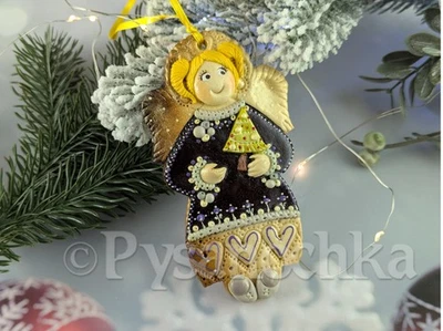 Angel Figurine. Salted dough technique. Ukrainian Great Christmas Decoration - Image 1 of 4