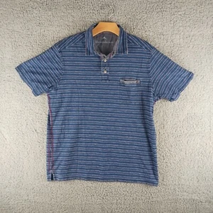 Tommy Bahama Polo Para Hombres M Azul Rojo Rayas Bolsillo Manga Corta Informal - Imagen 1 de 7