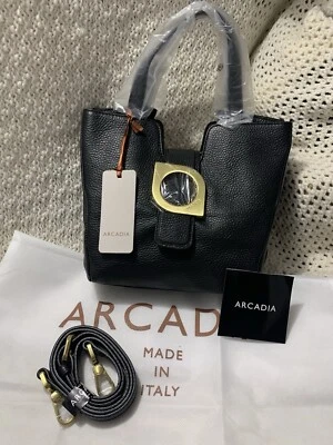 NWT🌺 Arcadia Bia Small Leather Top Handle Crossbody Bag Black $350 RARE - Image 1 of 4