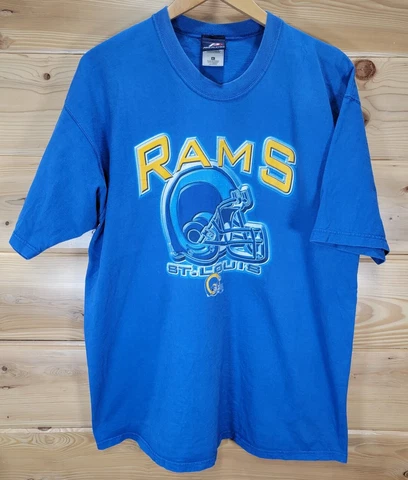 Vintage Pro Player St. Louis Rams Logo T Shirt Blue Fade Discolor Size XL Cover