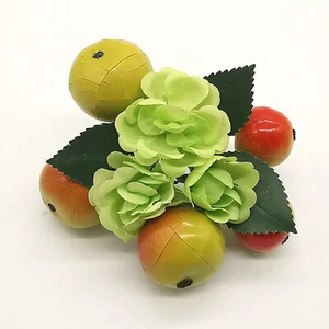 Weihnachtsschmuck Christbaumschmuck Früchte grüne Apfel Watte Kunstblume Sebnitz - Bild 1 von 4