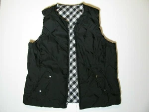 JONES New York Sport Vest Women L Reversible Black Buffalo Plaid Quilted Zip-up - Picture 1 of 8