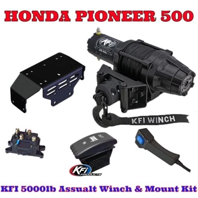 Kit de cabrestante y montaje Honda Pioneer 500 KFI 5000LB cable sintético de asalto 2014-2023 Foto 1 de 4