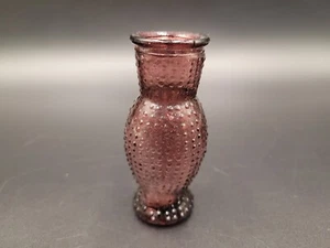 Vtg Purple Bottle Hobnail Vase No Stopper Aubergine Plum Curved - Picture 1 of 7
