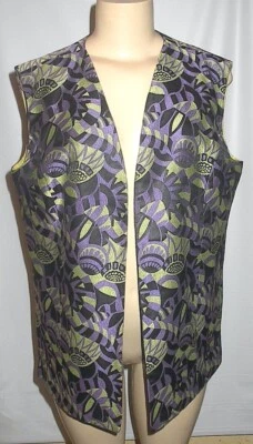 Chaleco Psicodélico Brocado Años 60 De Colección Negro Púrpura Verde Lima Mujeres 40 Pecho 26 Largo Foto 1 de 4