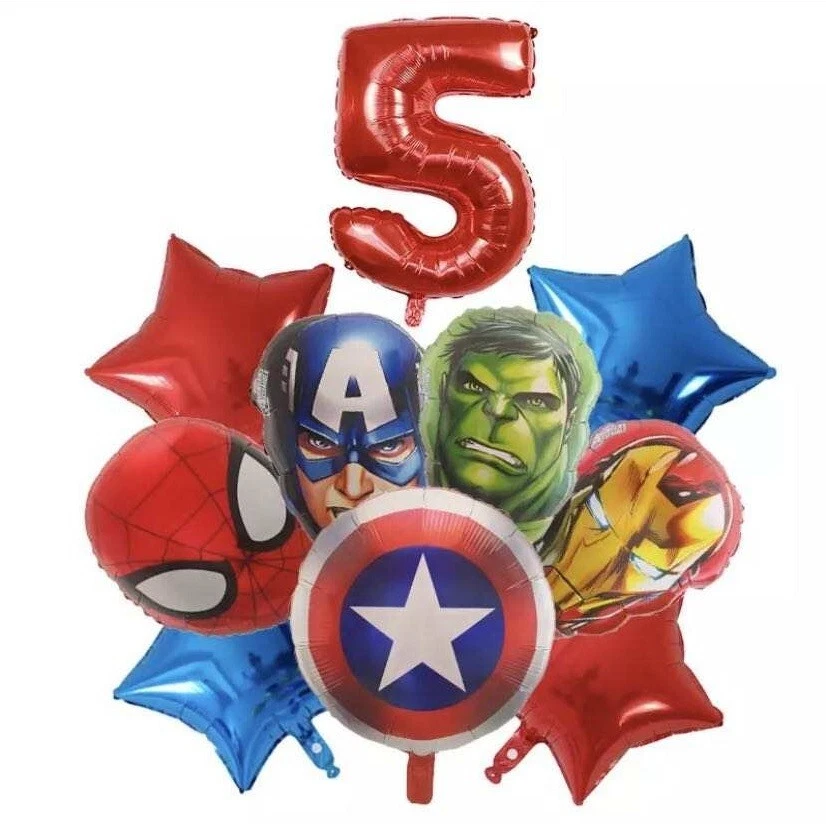 Globos SUPERHÉROE VENGADORES 5º Cumpleaños Fiesta Decoraciones Edad 5 Niños Niñas Foto 1 de 1