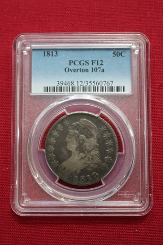 1813 OVERTON 107a  CAPPED BUST HALF DOLLAR ~ PCGS F12 Cover