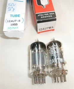 ®⚜ VERY RARE 2x RT 12AU7-S 1950's ECC82 LAMP FOIL GETTER TUBE FULLY TESTED =°= - Picture 1 of 10