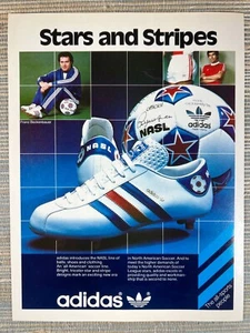 Adidas NASL Fußballschuh Ball Franz Beckenbauer Star Stripe 1978 Vintage Print Ad - Bild 1 von 1