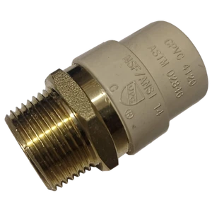 1 Pc. 3/4" Male NPT x 3/4" CPVC Adapter, Lead Free Brass, 3/4" CPVC Male Adapter - Afbeelding 1 van 1