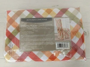 Herbst Gingham Esszimmer Stuhl Abdeckung-passt bis zu 42" hoch x 21" breit-NEU - Bild 1 von 4