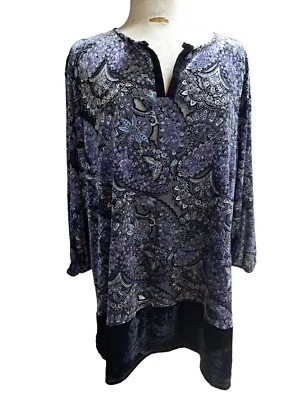 Top túnica Avenue de terciopelo aplastado para mujer 26 28 floral cachemira transparente boho campesino Foto 1 de 4