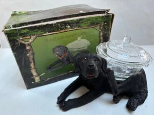 Black Lab Süßigkeiten Leckerli Schale Harz mit Glas Neuheit Hund Kratzen Ohr Halsband 8" - Bild 1 von 22