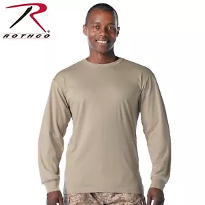 T-shirt manica lunga cotone grande DESERT SAND maglietta marrone militare Rothco 8597 - Foto 1 di 1
