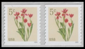 US 5905 Flowers Red Tulips 5c coil pair MNH 2024 - Picture 1 of 1