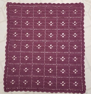 Handmade Crochet Baby Blanket Afghan Call The Midwife in Plum - 33"x27" New - Picture 1 of 2