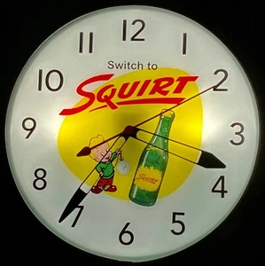 Squirt Soda Lighted Advertising Clock Free Shipping - Picture 1 of 3
